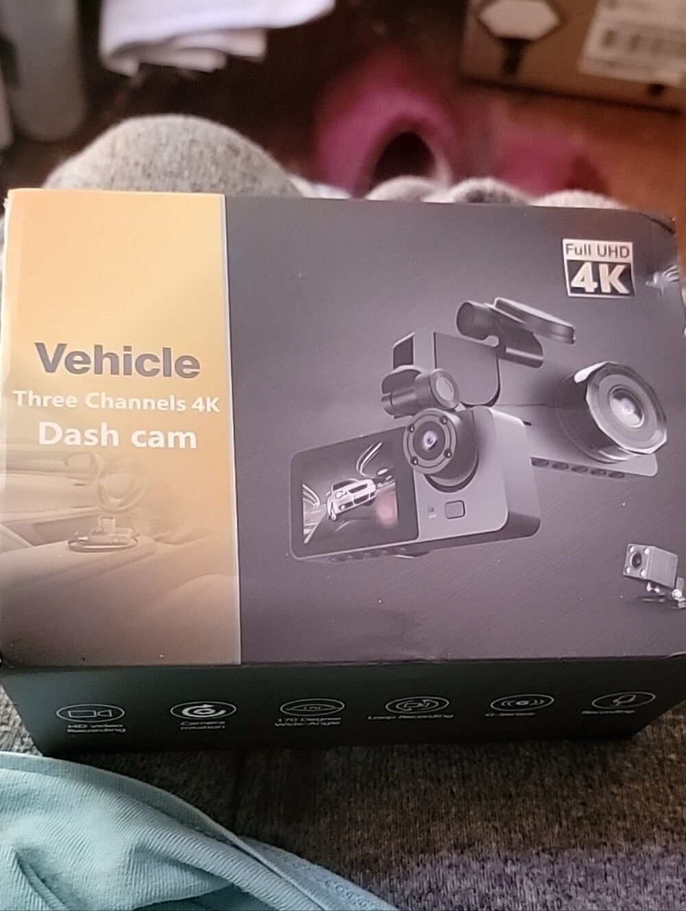 Vehicle Three Channels 4K Dash Cam - Black